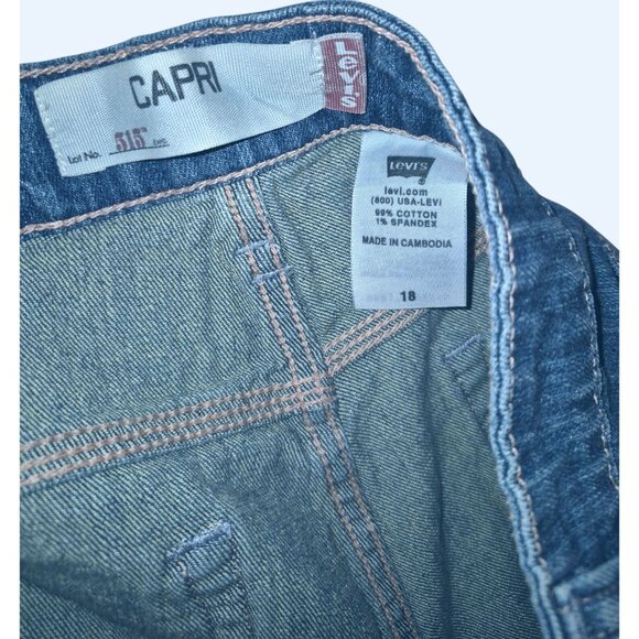 Levis Womens 18 516 Capri Jeans Blue Denim Cut-Off Style Just Shadows - Picture 6 of 8